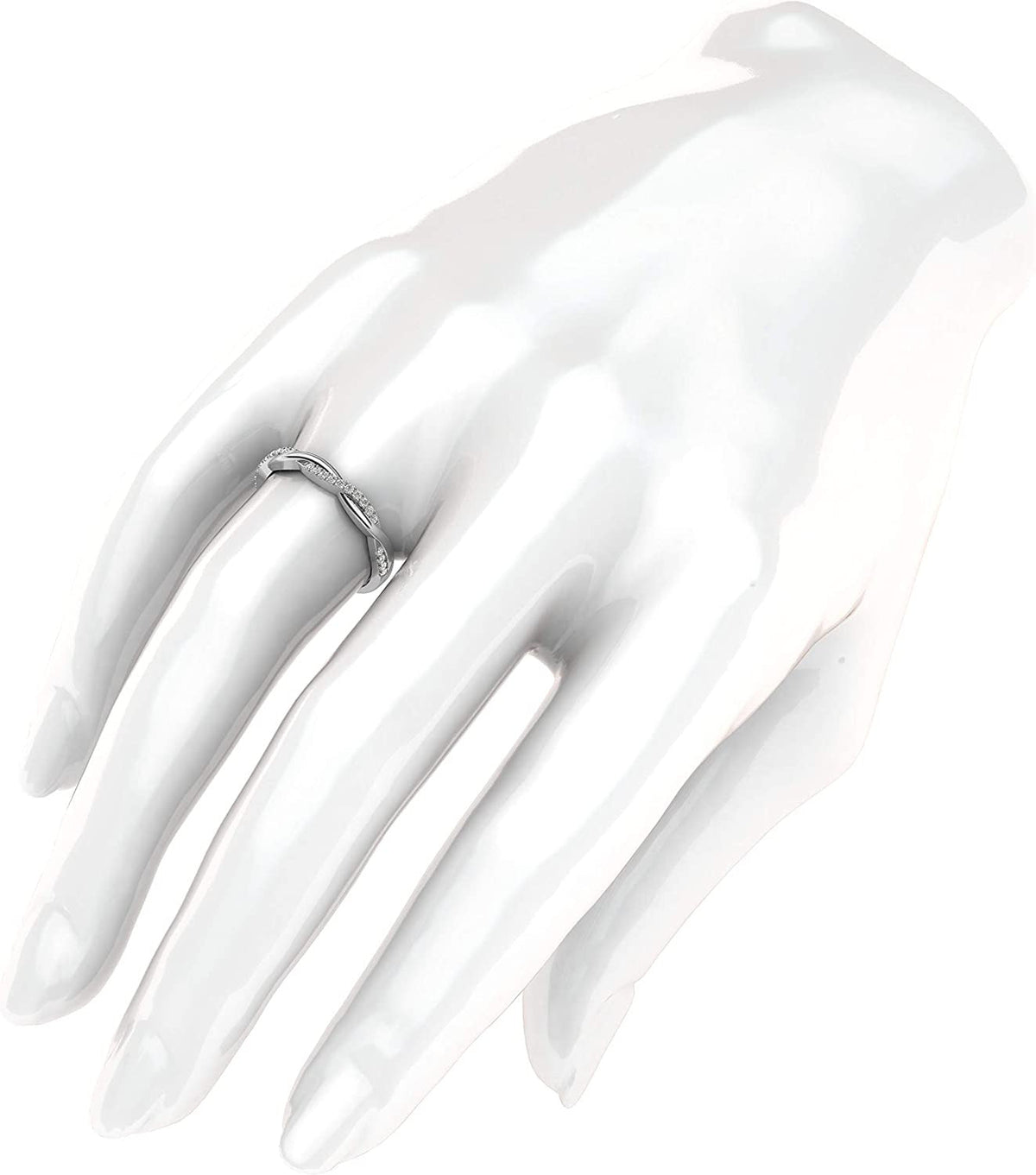 14K White Gold 2.5Mm Petite Twisted Vine Simulated Diamond Ring Wedding Band Mat