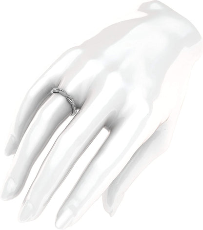 14K White Gold 2.5Mm Petite Twisted Vine Simulated Diamond Ring Wedding Band Mat