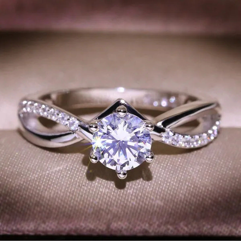 Six-Pronged Colorless Moissanite Infinity Engagement Ring in Infinity Ring Diamo