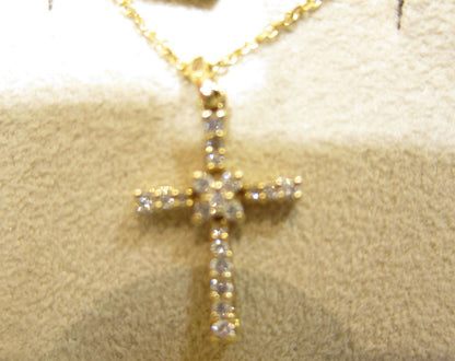 DIAMOND YELLOW GOLD ROUND CROSS PENDANT .25 CT G VS1/2 18 K GOLD