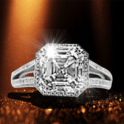 GIA CERTIFIED 3.03 CT H VS1 ASSCHER, 2.20 MICRO SETTING SIDE SET ENGAGEMENT RING
