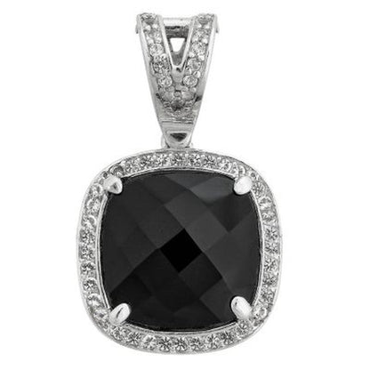 Onyx and White Topaz Necklace in Italian Sterling Silver