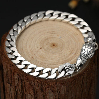 8Mm New S925 Sterling Silver Wrist Chain Jewelry 2022 Trendy Snake Head Buckl