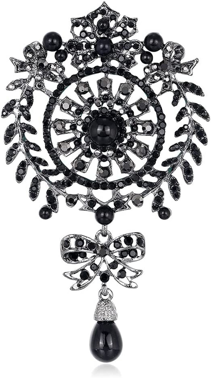 Brooches European and American Creative Personality Diamond-Studded Pearl Flower