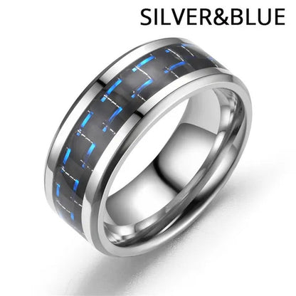 8MM Mens 6 Colors Ceramic Ring Wedding Band with Red Carbon Fiber Inlay Sizes 6
