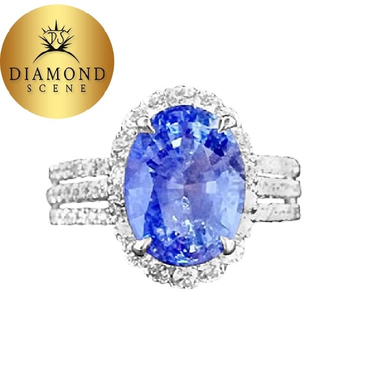 SAPPHIRE OVAL SHAPE DIAMOND ROUND BRILLIANT SHAPE RING