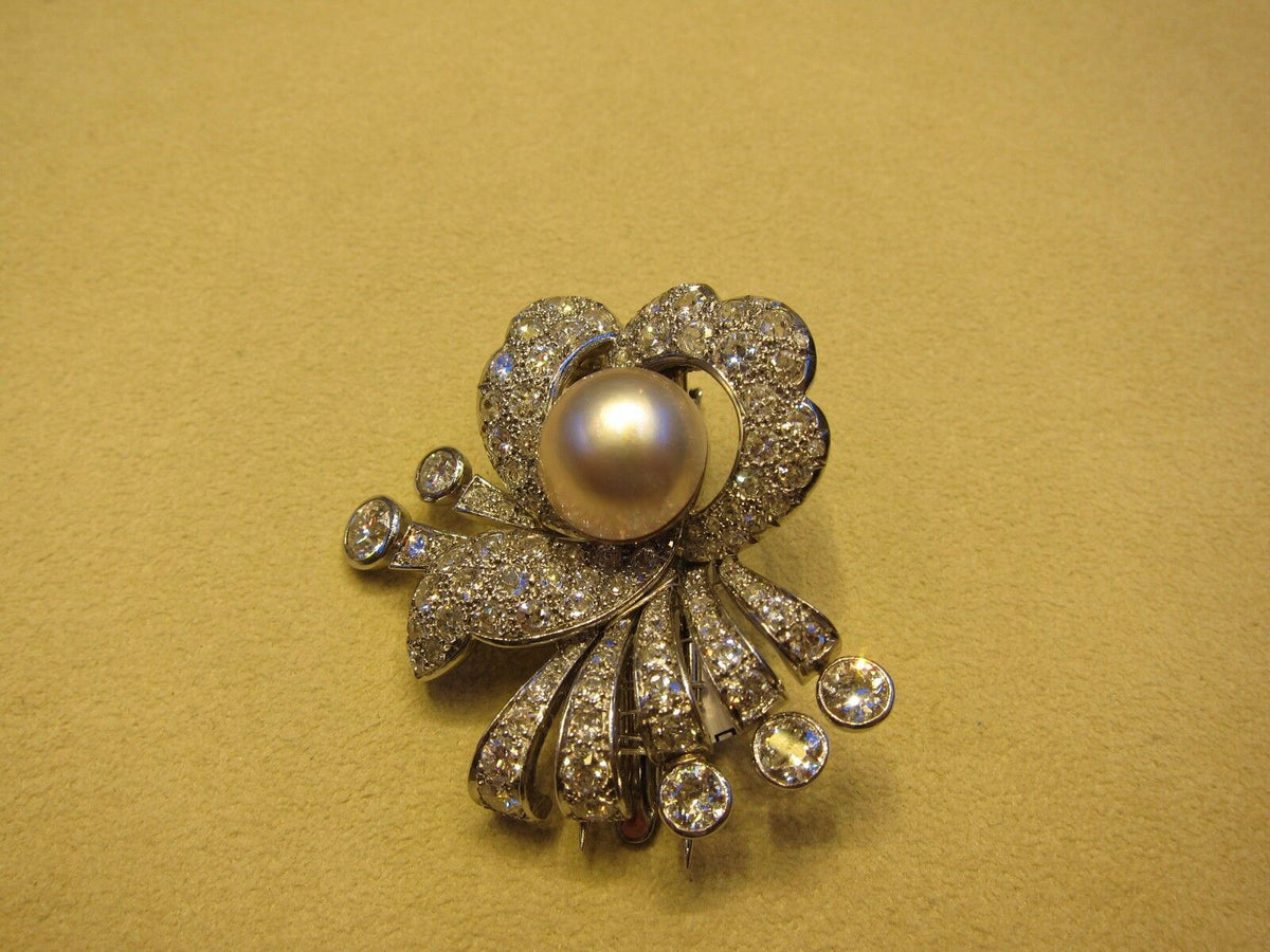 PEARL PINKISH SET ANTIQUE OLD MINER DIAMOND HAIR DIAMOND PIN DIAMOND BROOCH