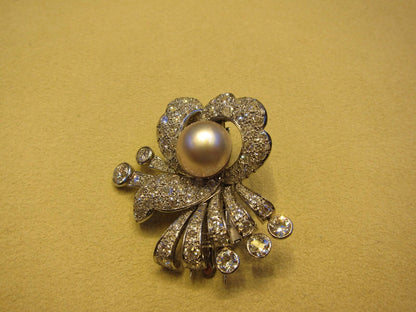 PEARL PINKISH SET ANTIQUE OLD MINER DIAMOND HAIR DIAMOND PIN DIAMOND BROOCH