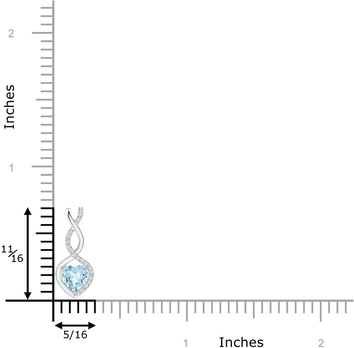 Natural Aquamarine Infinity Heart Pendant Necklace for Women, Girls with Diamond