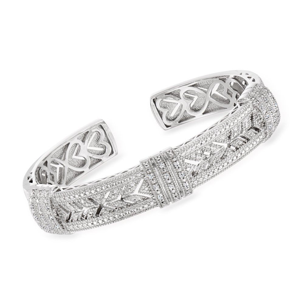 0.25 Ct. T.W. Diamond Vintage-Style Cuff Bracelet in Sterling Silver