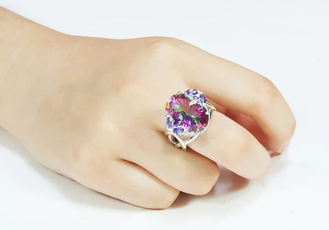 Hot Luxury Ladies Jewelry Pure Natural Mystery Rainbow Yellow Jade Jewel Crystal