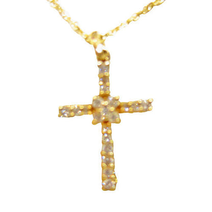 DIAMOND YELLOW GOLD ROUND CROSS PENDANT .25 CT G VS1/2 18 K GOLD