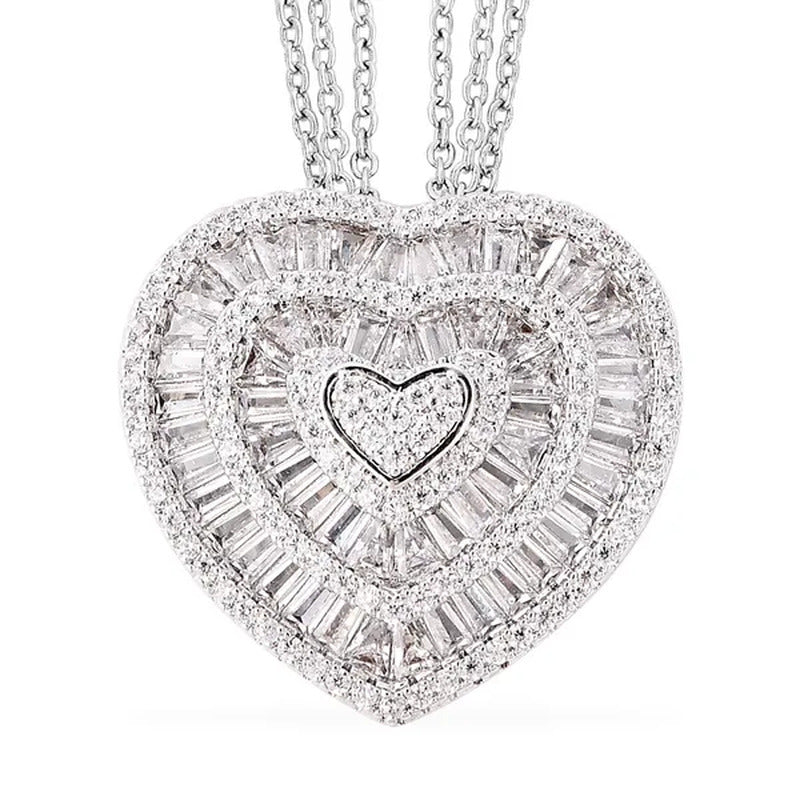 Shop LC Platinum Plated Statement Cubic Zirconia Love Pendant Necklace for Women