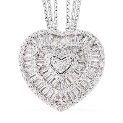 Shop LC Platinum Plated Statement Cubic Zirconia Love Pendant Necklace for Women