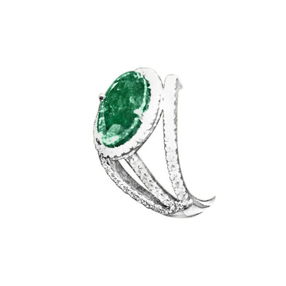 EMERALD OVAL SHAPE SET DIAMOND ROUND BRILLIANT SHAPE SET DIAMOND RING