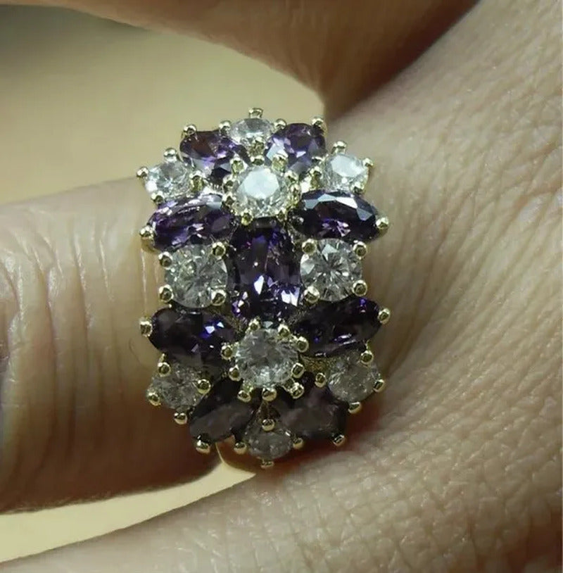 5-Color Natural 6.69CT White/Alexandrite/Sapphire/Ruby/Emerald Diamond 14K Yello