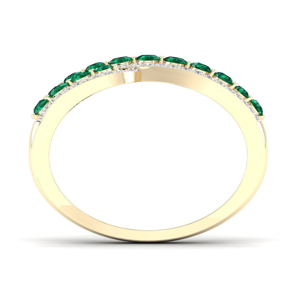 Imperial Gemstone 10K Yellow Gold Emerald 1/4 CT TW Diamond Women'S Fashion Ring