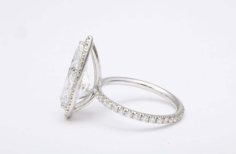 5 Carat D Color Pear Shape Engagement Ring GIA Certified