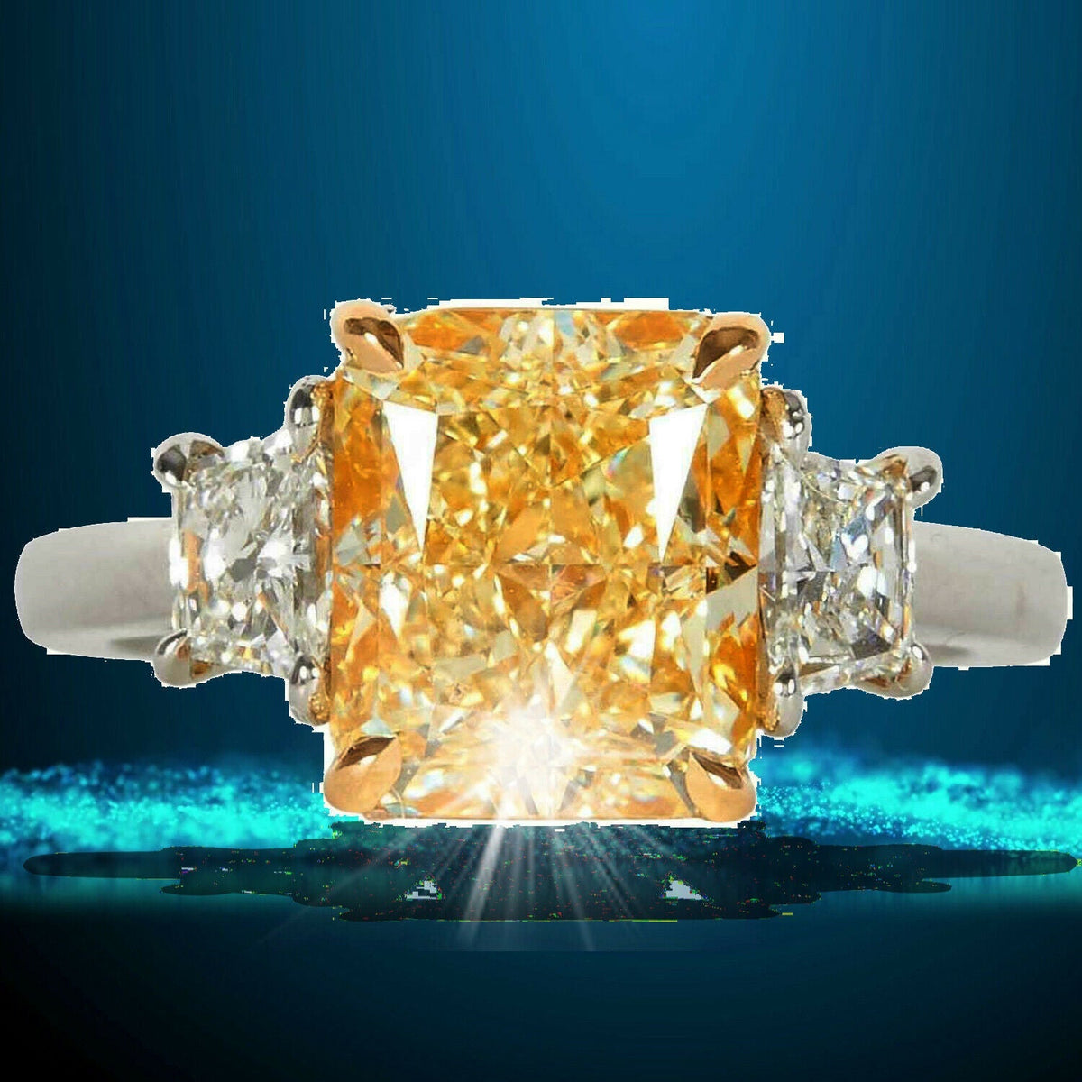 GIA certified 3.74 Fancy Yellow Diamond Platinum Ring 3.74 ct Fancy Yellow, VS2