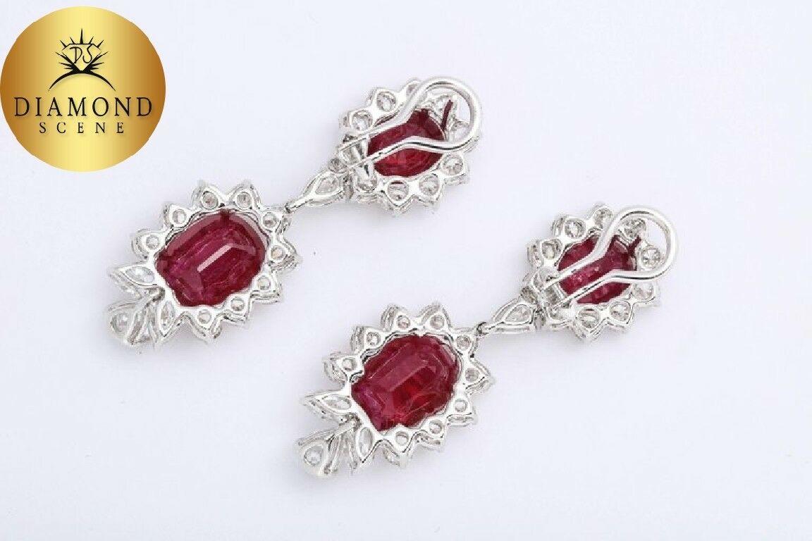 Ruby and Diamond Dangle Drop Earrings