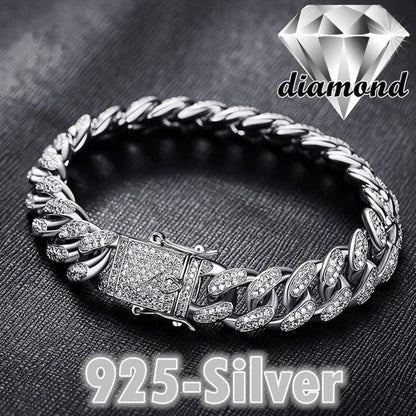 New 2018 Mens Womens Fashion Chain Hiphop Iced Out Curb Cuban Diamond 18K Gold /