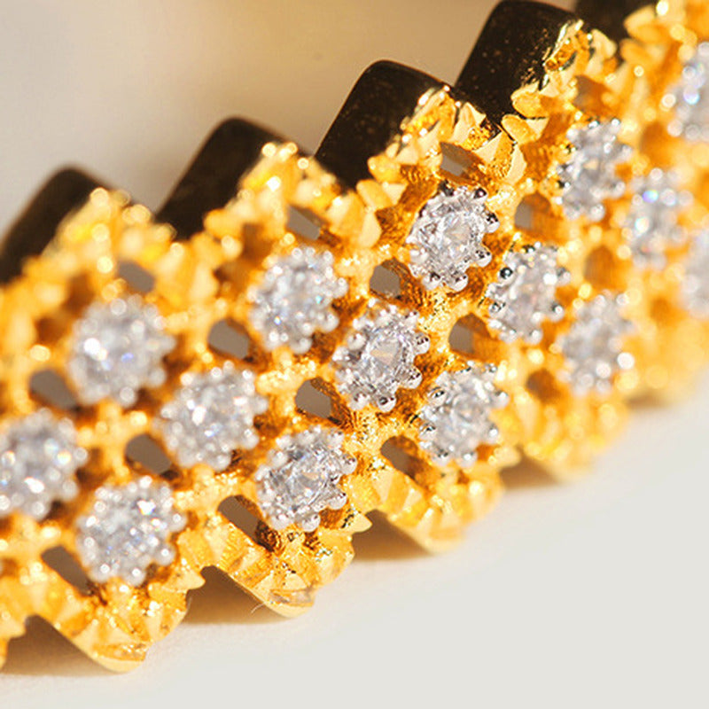 Craft Vintage Bracelet S925 Silver Gold-Plated Zirconium Diamonds
