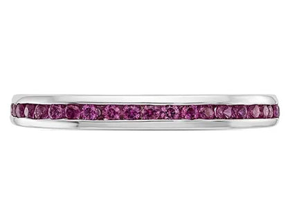 Natural Ruby Semi-Eternity Wedding Band Ring 1/3 Carat (Ctw) in 14K White Gold