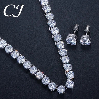 CANDICE Hot Sale 18K White Gold Plated round CZ Diamond Classic Women Wedding Ne