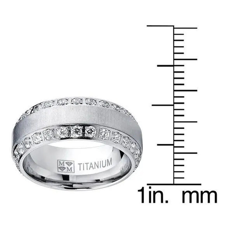Titanium Steel Zircon Ring for Men Wedding Engagement Ring Stainless Steel Diamo