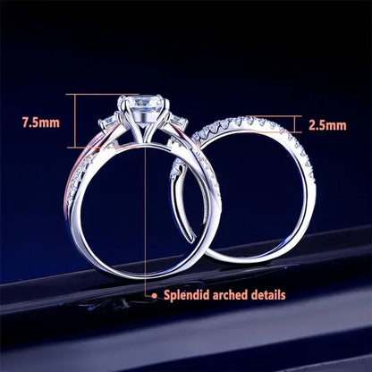 Newshe Solid 925 Sterling Silver Rose Gold Wedding Ring Sets for Women round Cut