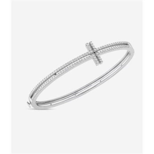 27015 2.25 CT White Gold round Brilliant Diamonds Lady Bangle
