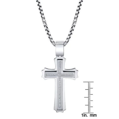 Spartan .20 CT. T.W. Diamond Cross Stainless Steel Pendant