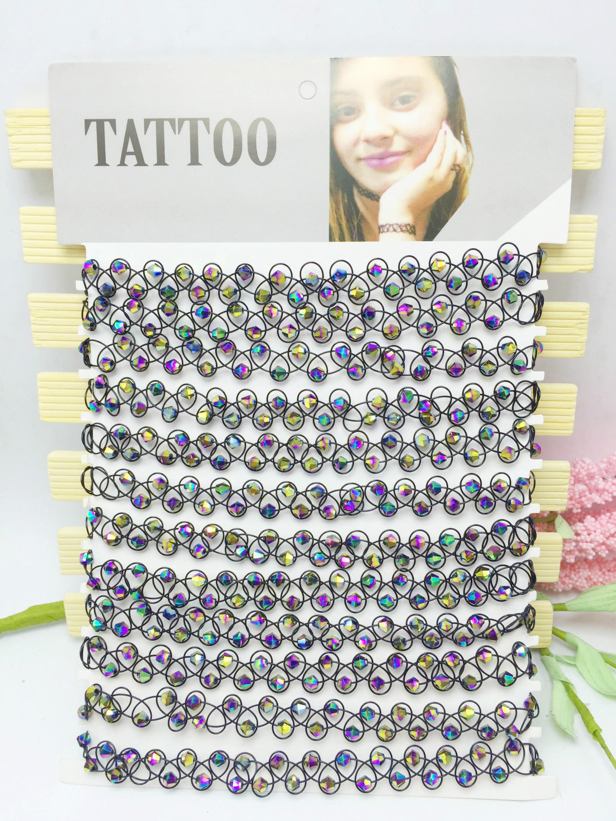 Fish Line Weaving Vintage Crystal Diamond Tattoo Necklace