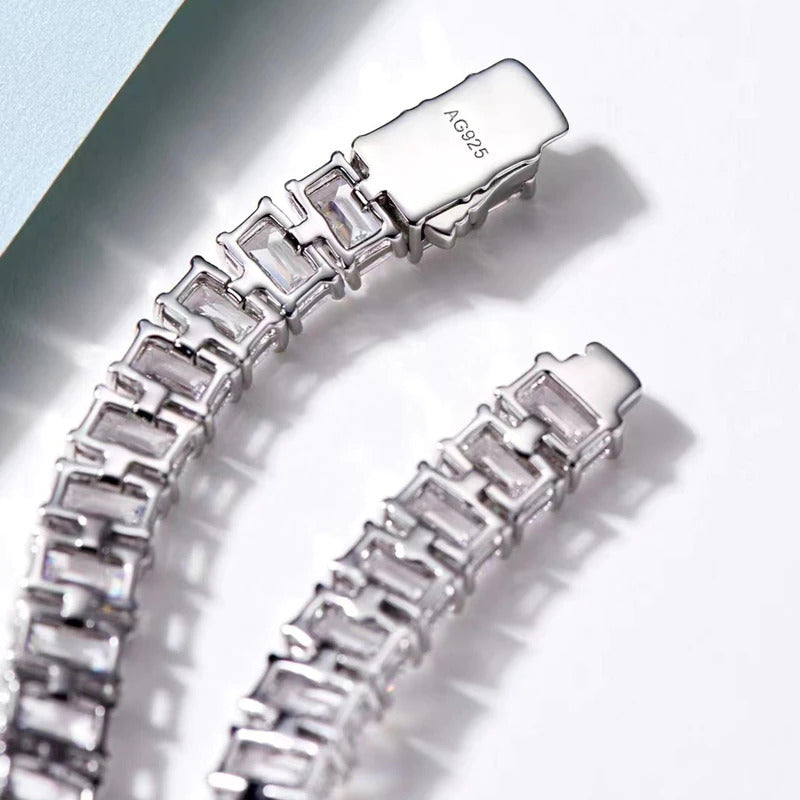 100% 925 Sterling Silver 4*6Mm Emerald Cut High Carbon Diamond Bracelets