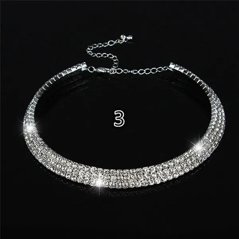 Full Diamond Necklace Chain Link Layer Necklace Gift for Women Jewelry