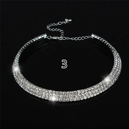 Full Diamond Necklace Chain Link Layer Necklace Gift for Women Jewelry