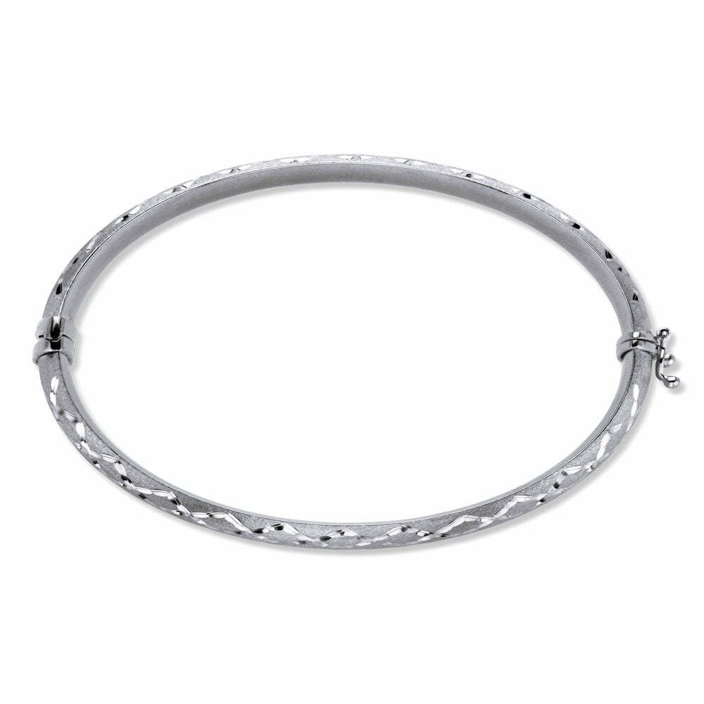 Diamond Cut .925 Sterling Silver Bangle Bracelet 7.75"