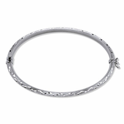 Diamond Cut .925 Sterling Silver Bangle Bracelet 7.75"