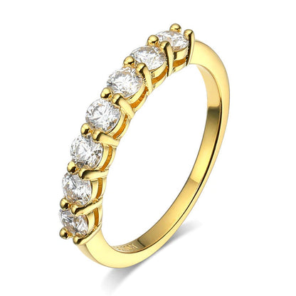 Real D Color 7 Stones 3Mm Full Moissanite Row Rings S925 Sterling Silver
