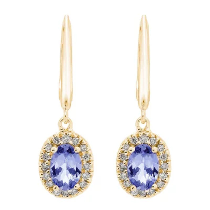 Genuine Tanzanite and 0.16 CT. T.W. Diamond Earrings in 14K Gold