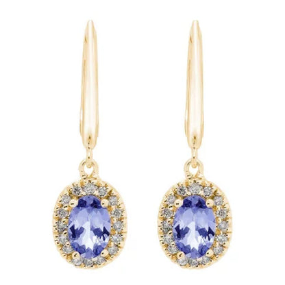 Genuine Tanzanite and 0.16 CT. T.W. Diamond Earrings in 14K Gold