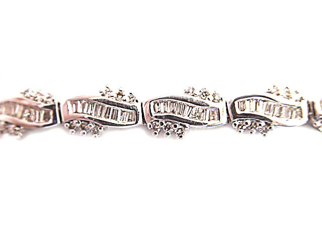6.60 CT ROUND BRILLIANT BAGUETTE CUT DIAMOND BRACELET PRONG AND CHANNEL SET 14 K