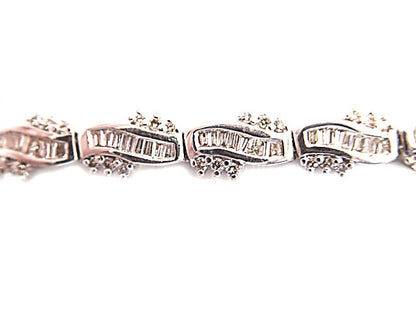 6.60 CT ROUND BRILLIANT BAGUETTE CUT DIAMOND BRACELET PRONG AND CHANNEL SET 14 K