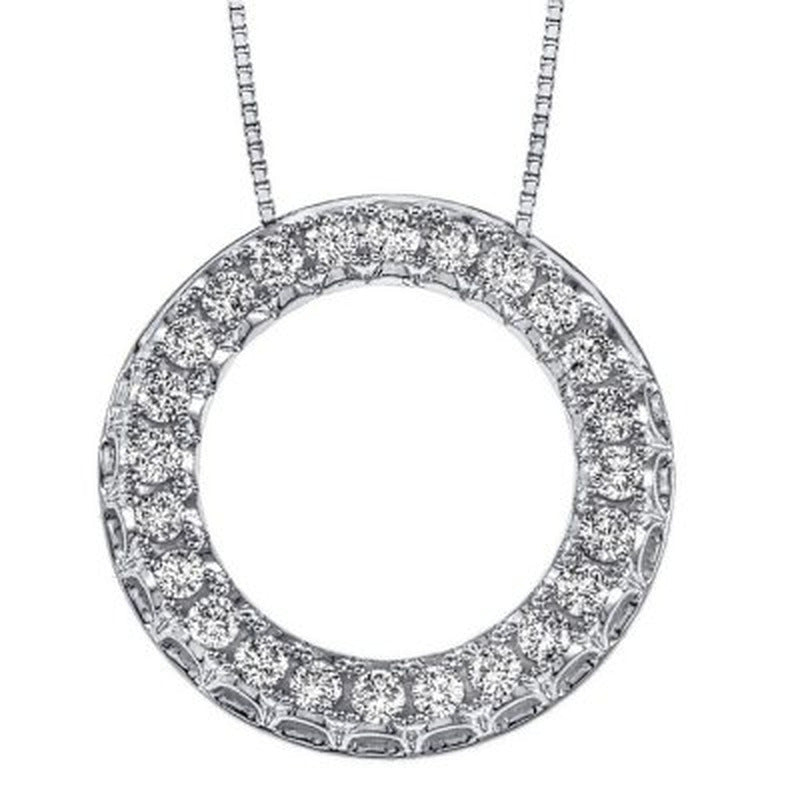 0.46 CT. T.W. Diamond Circle Pendant in 14K Gold