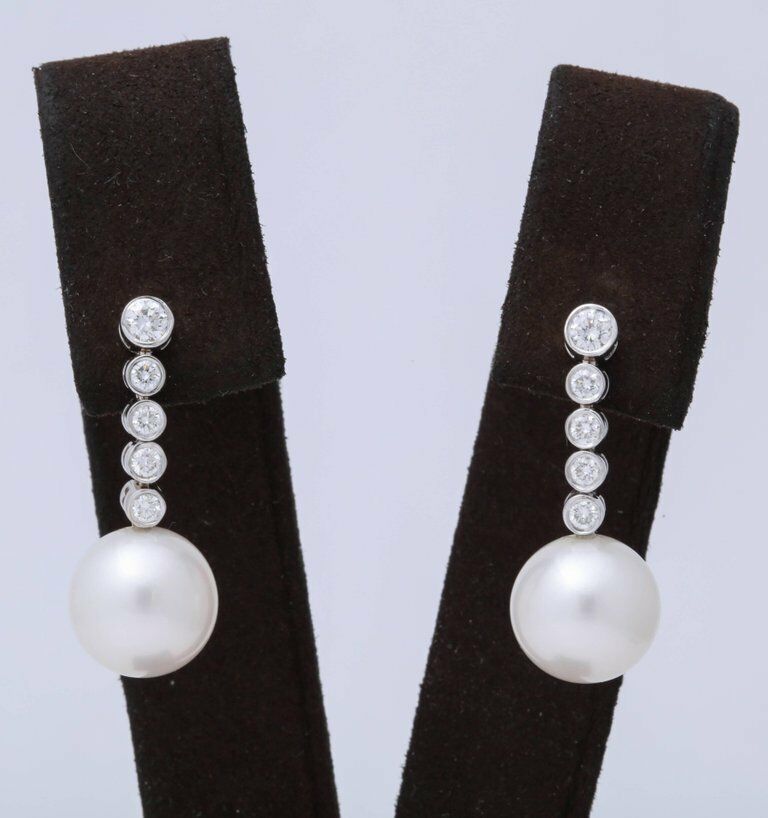 Pearl and Diamond Dangle Earrings