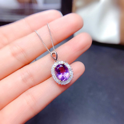 Natural Amethyst Ring Pendant Earring Set