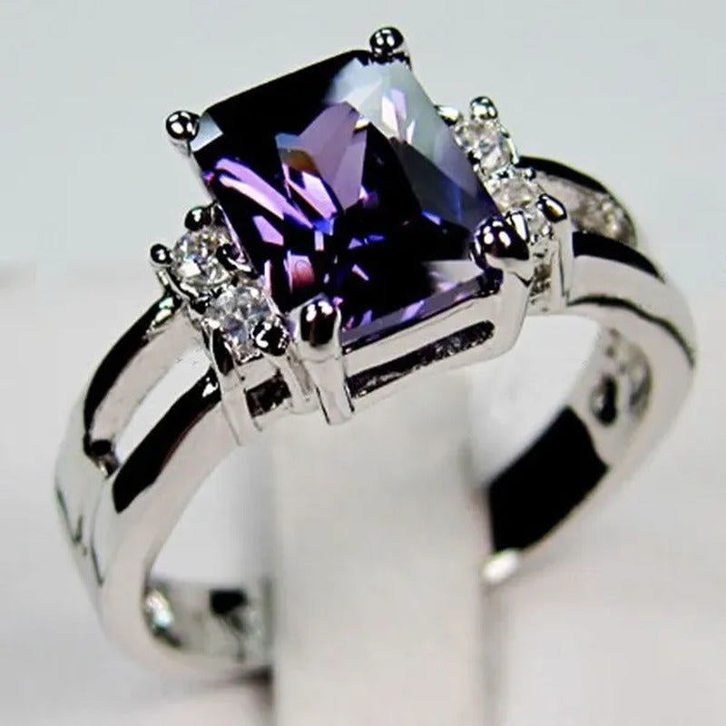 Jewelry Women 925 Silver Amethyst / Ruby / Sapphire / Black Sapphire Engagement