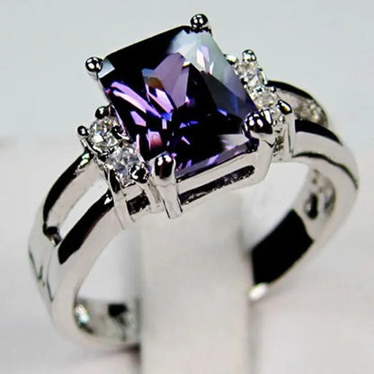 Jewelry Women 925 Silver Amethyst / Ruby / Sapphire / Black Sapphire Engagement