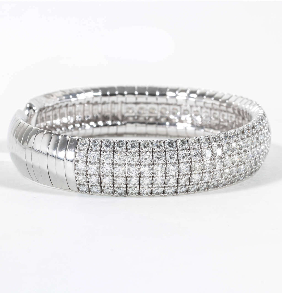 DIAMOND TOP SET CUFF BANGLE 5 ROW DIAMOND ROUND BRILLIANT BANGLE BRACELET