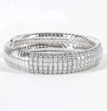 DIAMOND TOP SET CUFF BANGLE 5 ROW DIAMOND ROUND BRILLIANT BANGLE BRACELET